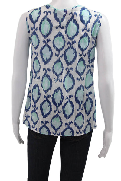 Lily Pulitzer Women Sleeveless Geometric Cotton Tunic Drawstring Blue Size M