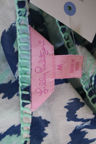 Lily Pulitzer Women Sleeveless Geometric Cotton Tunic Drawstring Blue Size M