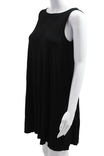 Eileen Fisher Womens Black Sleeveless Shift Tank Linen Short Dress Size PM