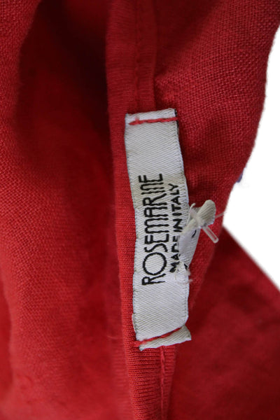 Rosemarine Women Bohemian Tank Shift Dress Red 100% Linen Sleeveless Size S