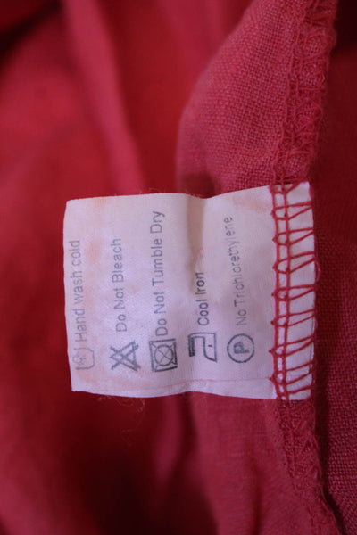 Rosemarine Women Bohemian Tank Shift Dress Red 100% Linen Sleeveless Size S