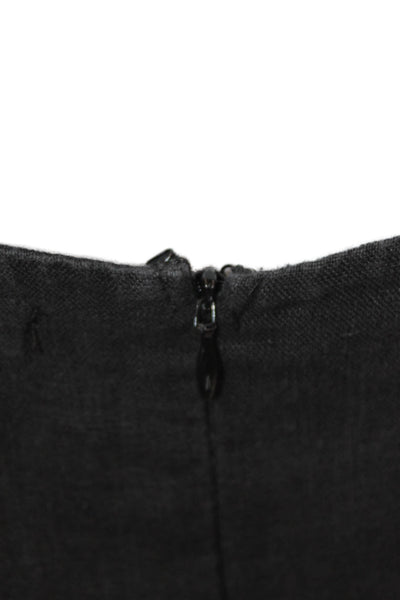 Honorine Womens A-Line Sundress Black Square Neck Linen Tie Waist Size M