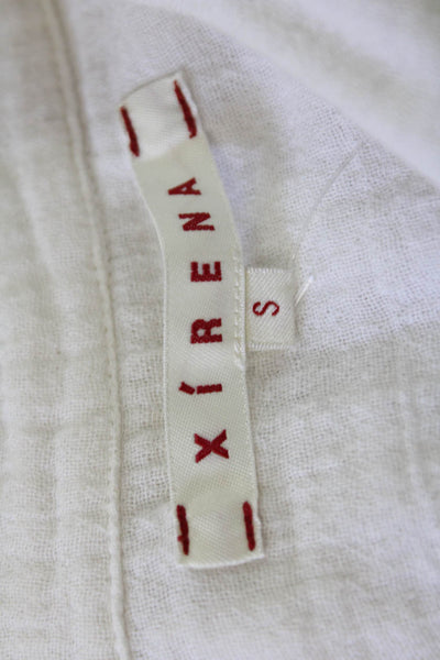 Xirena Womens White Cotton Collared Long Sleeve Button Up Top Size S