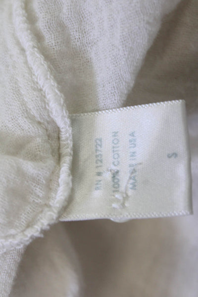 Xirena Womens White Cotton Collared Long Sleeve Button Up Top Size S