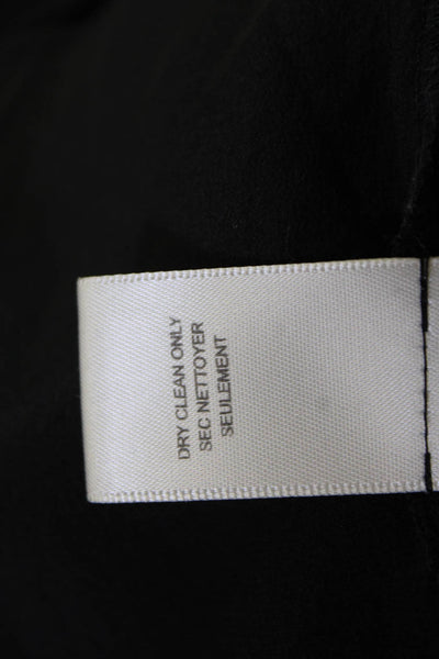 Rebecca Taylor Women Black Metallic Silk V-Neck Long Sleeve Blouse Size 10