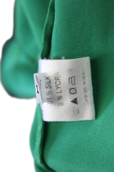 Her Shirt Women Designer Silk V-Neck Sleeveless Green Blouse Size M