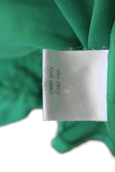 Her Shirt Women Designer Silk V-Neck Sleeveless Green Blouse Size M