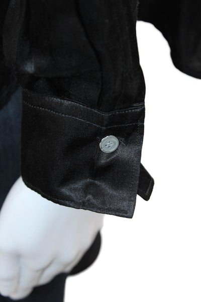 Hartford Womens Black Collared Long Sleeve Button-Up Blouse Cotton Silk Size 4