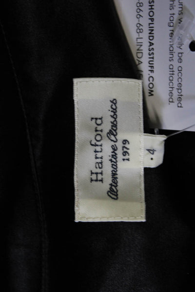 Hartford Womens Black Collared Long Sleeve Button-Up Blouse Cotton Silk Size 4