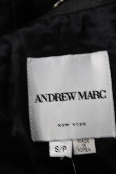 Andrew Marc Womens Black Sleeveless High Neck Wool Blend Button Vest Size S