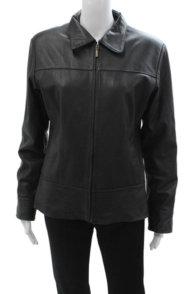 San Diego Women Jacket Black Collared Zip Long Sleeve Cotton Blend Solid Size L