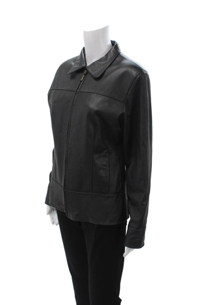 San Diego Women Jacket Black Collared Zip Long Sleeve Cotton Blend Solid Size L
