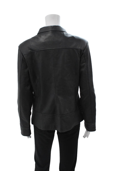 San Diego Women Jacket Black Collared Zip Long Sleeve Cotton Blend Solid Size L