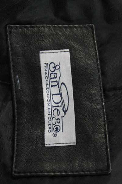 San Diego Women Jacket Black Collared Zip Long Sleeve Cotton Blend Solid Size L