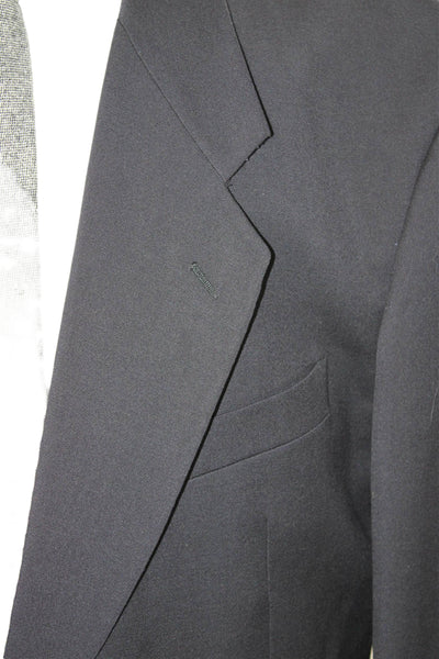 Mani Mens Dark Blue Pure Virgin Wool Blazer Collared Button Long Sleeve Size 44