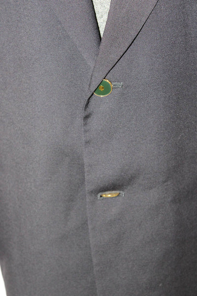 Mani Mens Dark Blue Pure Virgin Wool Blazer Collared Button Long Sleeve Size 44
