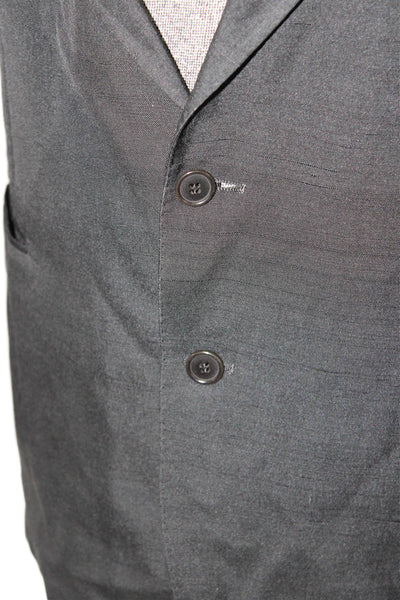 San Remo Mens Black 100% Silk Suit Jacket Collared Button Long Sleeve Size 46