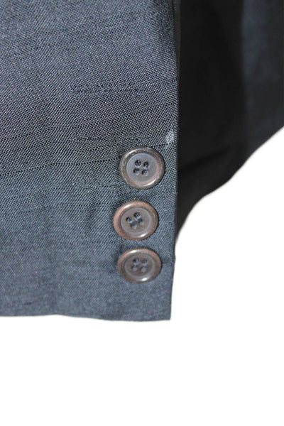 San Remo Mens Black 100% Silk Suit Jacket Collared Button Long Sleeve Size 46
