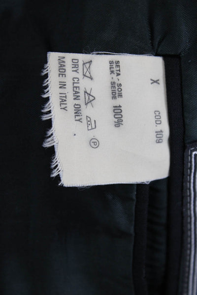 San Remo Mens Black 100% Silk Suit Jacket Collared Button Long Sleeve Size 46