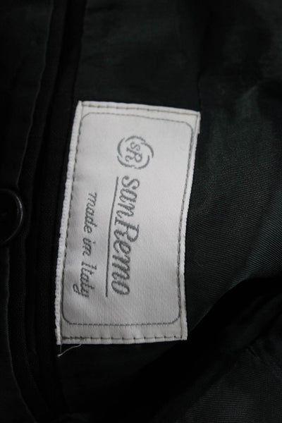 San Remo Mens Black 100% Silk Suit Jacket Collared Button Long Sleeve Size 46