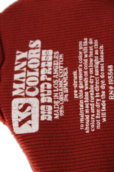 Big Bud Press Womens Cropped Tank Sleeveless Mock Neck Red Cotton Size XS