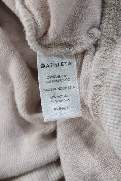 Athleta Womens Pullover Sweatshirt Beige Modal Spandex Size M