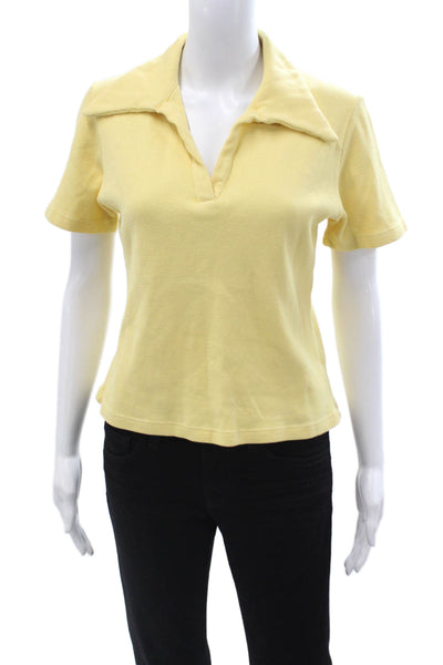 Big Bud Press Womens Basic Yellow Collared Short Sleeve Polo Cotton 90s Size XS