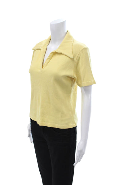 Big Bud Press Womens Basic Yellow Collared Short Sleeve Polo Cotton 90s Size XS
