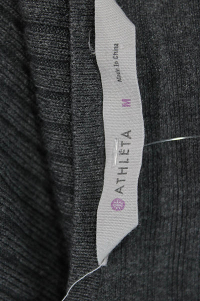 Athleta Women Dark Gray Striped Sleeveless Shift Sweater Dress Size M