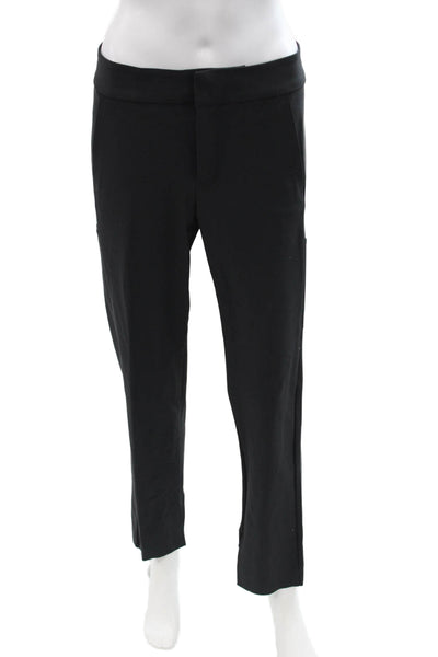 Athleta Women Ankle Cropped Black Pants Zip Closure Size 8 Tall