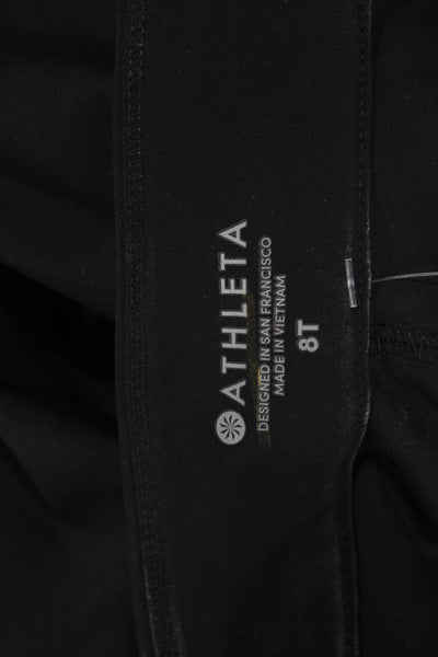Athleta Women Ankle Cropped Black Pants Zip Closure Size 8 Tall