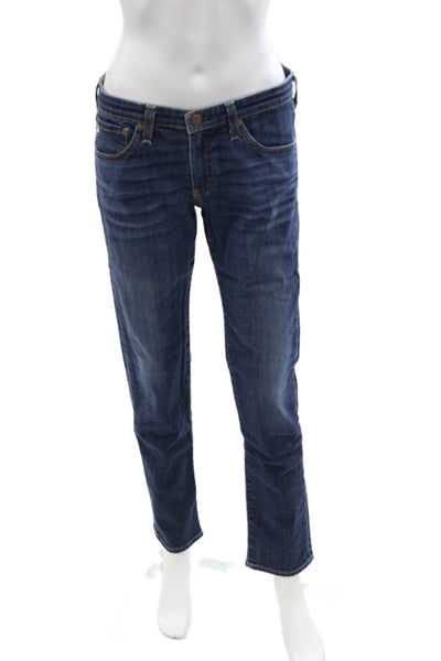 AG Adriano Goldschmied Womens Straight Ankle Jeans Dark Blue Mid Rise Size 29