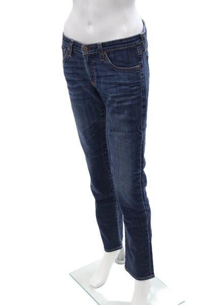 AG Adriano Goldschmied Womens Straight Ankle Jeans Dark Blue Mid Rise Size 29