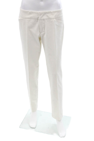 Ecru Womens Dress Pants White Button 60% Cotton Stretch Size 6