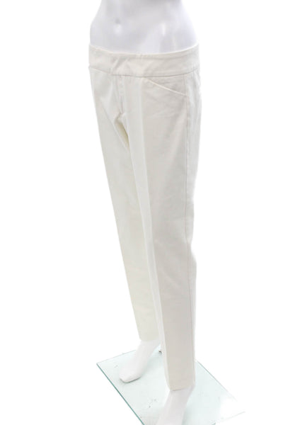 Ecru Womens Dress Pants White Button 60% Cotton Stretch Size 6