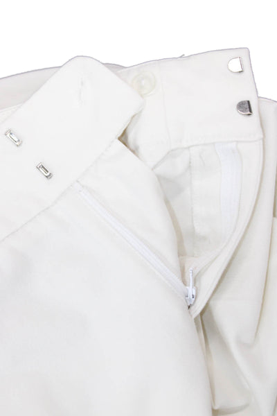 Ecru Womens Dress Pants White Button 60% Cotton Stretch Size 6