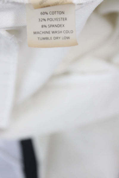 Ecru Womens Dress Pants White Button 60% Cotton Stretch Size 6