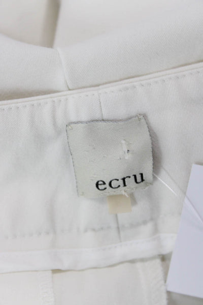 Ecru Womens Dress Pants White Button 60% Cotton Stretch Size 6