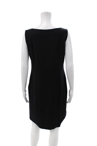 Agnona Womens Shift Dress Black Cupro Sleeveless Zip Neck Knee Length Size M