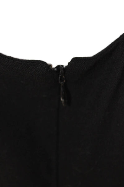 Agnona Womens Shift Dress Black Cupro Sleeveless Zip Neck Knee Length Size M
