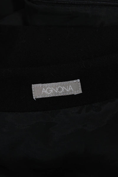 Agnona Womens Shift Dress Black Cupro Sleeveless Zip Neck Knee Length Size M