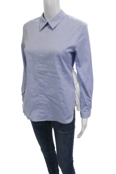 Sandy Liang Women Cotton Collared Long Sleeve Blouse Light Blue Size 38