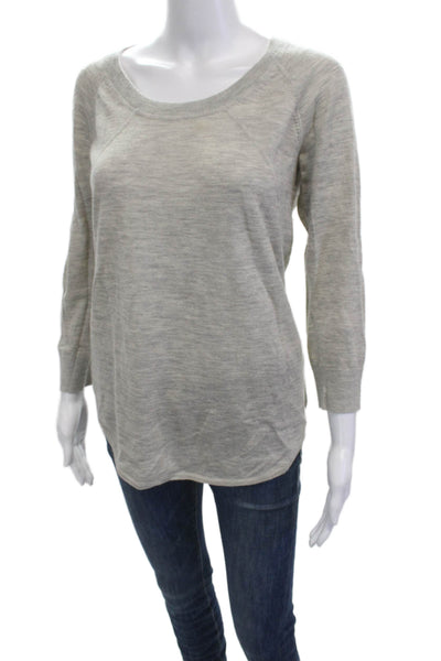 ATM Womens Basic Gray 100% Cashmere Round Neck 3/4 Sleeve Sweater Size M