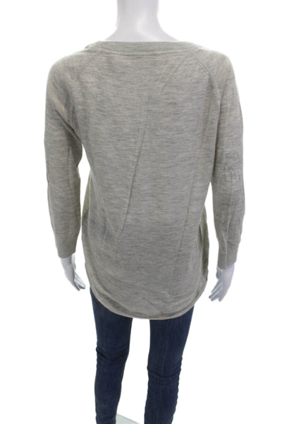 ATM Womens Basic Gray 100% Cashmere Round Neck 3/4 Sleeve Sweater Size M