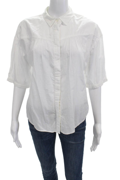 Xirena Womens White Collared Button Up Cotton Blouse 3/4 Sleeve Size S