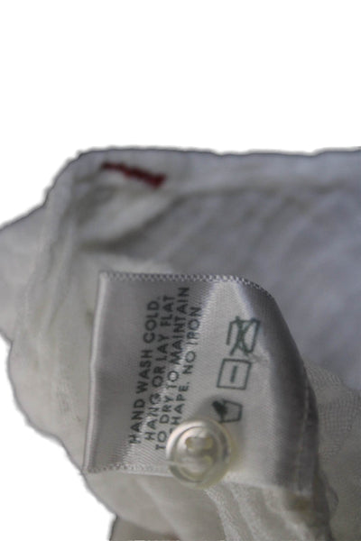 Xirena Womens Tunic Blouse White V-Neck Button Up Cotton Long Sleeve Size M