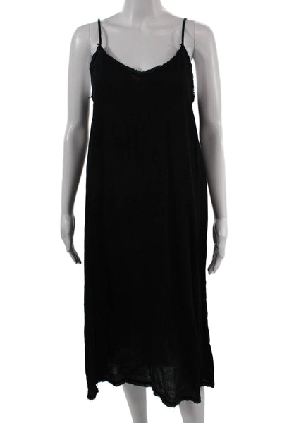 ATM Womens Sleeveless V Neck Long Black Cotton Dress Size M