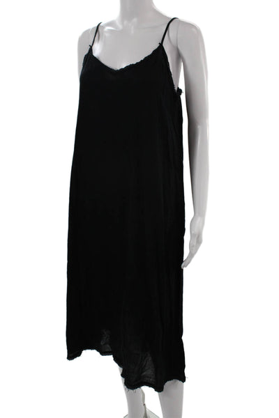 ATM Womens Sleeveless V Neck Long Black Cotton Dress Size M