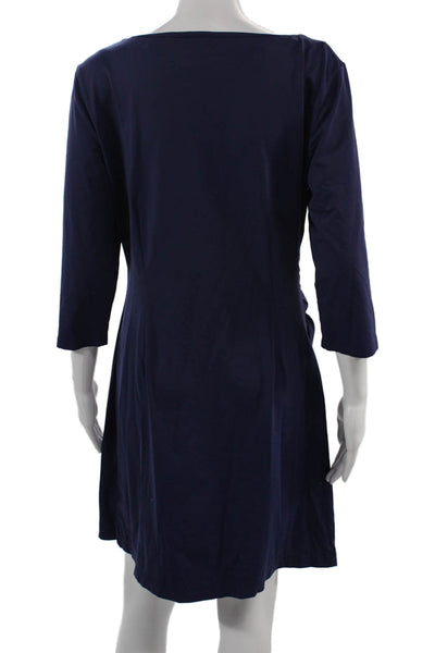 J. Mclaughlin Women Shift Dress Dark Blue 3/4 Sleeve Size L