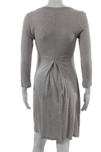 James Perse Women Shift Sweater Dress Gray 3/4 Sleeve Round Neck Size 2